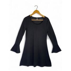 Robert Louis Women's Bell Sleeve Hacci Knit Dress Size M Black Fall Long Sleeve